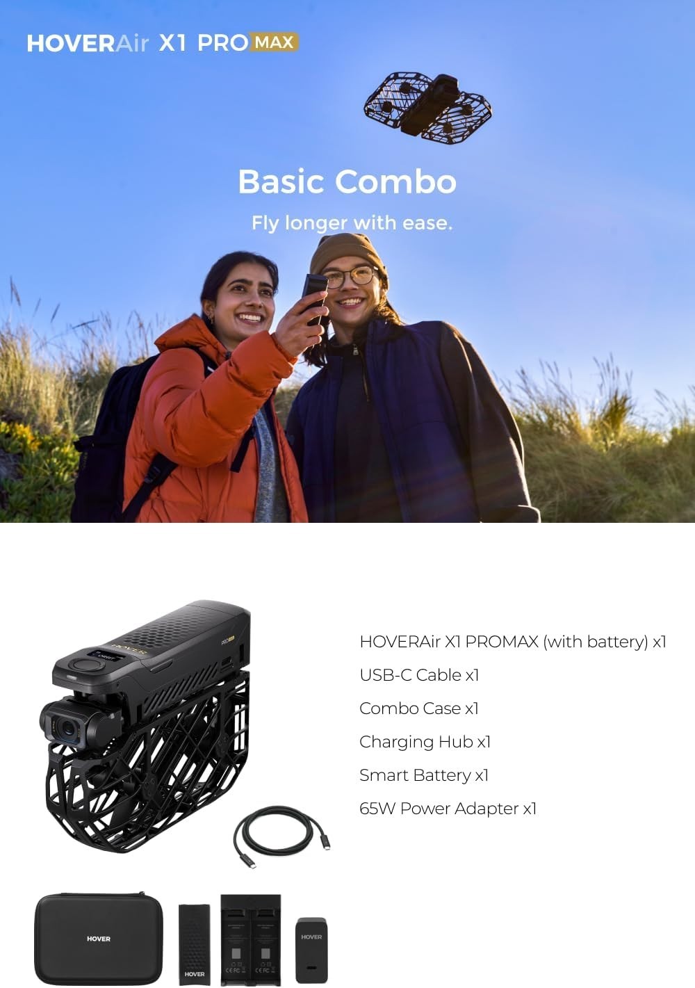 Drone HOVERAir X1 Pro Max 8K – caméra volante pliable avec suivi automatique et modes intelligents