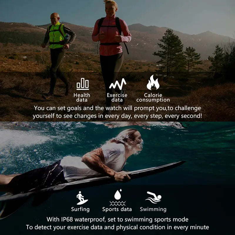 Montre intelligente CRTORRS 3ATM avec suivi santé et 24 modes sport