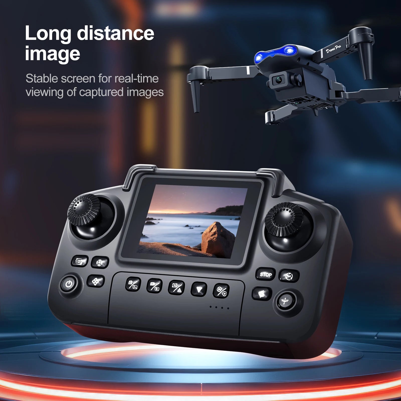 New E88 Drone Remote Control with Screen 4K Dual Camera Optical Flow Localization 2.4G RC Quadcopter One-Button Take-Off Drones