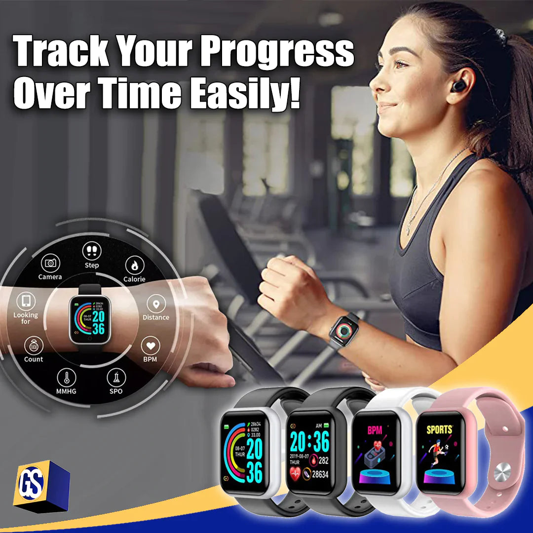 Montre fitness étanche avec fréquence cardiaque et notifications
